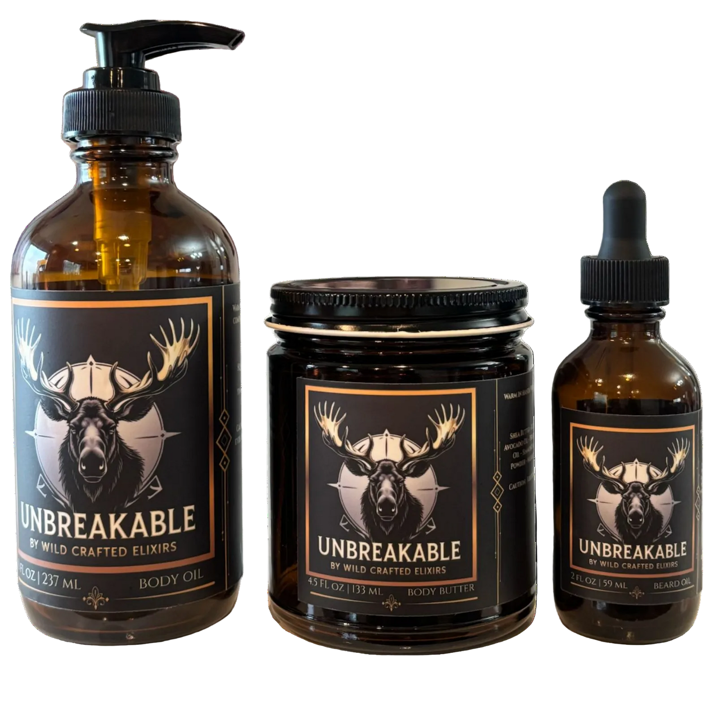 Men's Unbreakable Complete Care Set (Unscented) | body oil + body butter + beard oil