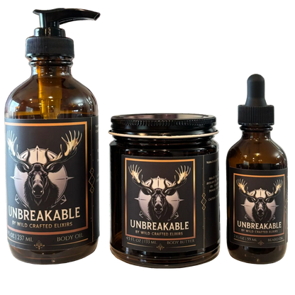 Men's Unbreakable Complete Care Set (Unscented) | body oil + body butter + beard oil