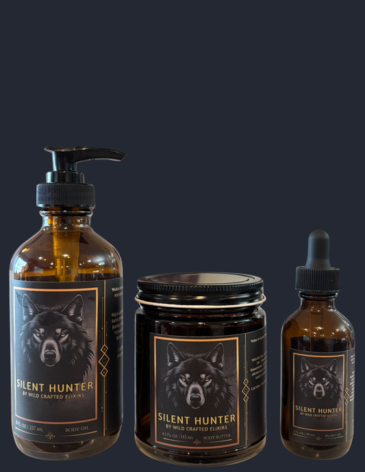 Men's Silent Hunter Complete Care Set | body oil + body butter + beard oil