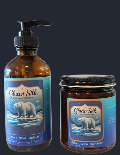 Women's Glacier Silk Luminosity Set - Unscented Body Oil & Butter Bundle (12.5 fl oz)