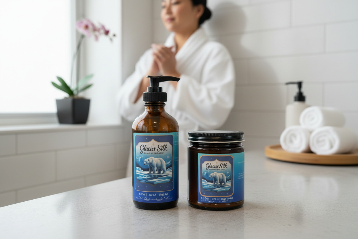 Women's Glacier Silk Luminosity Set - Unscented Body Oil & Butter Bundle (12.5 fl oz)