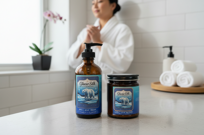 Women's Glacier Silk Luminosity Set - Unscented Body Oil & Butter Bundle (12.5 fl oz)