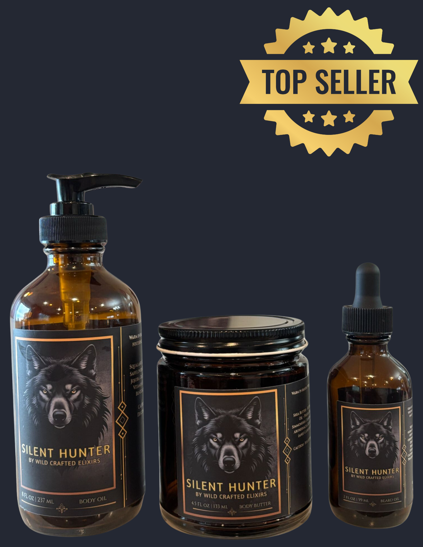 Men's Silent Hunter Complete Care Set | body oil + body butter + beard oil